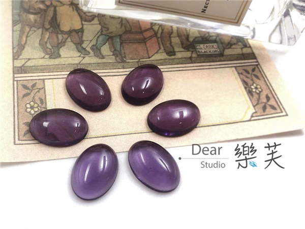 15*20*5mm橢圓蛋面紫色琉璃